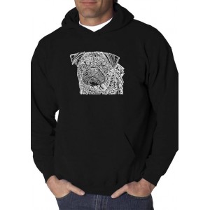 LA Pop Art Word Art Hooded Graphic Sweatshirt - Pug Face 