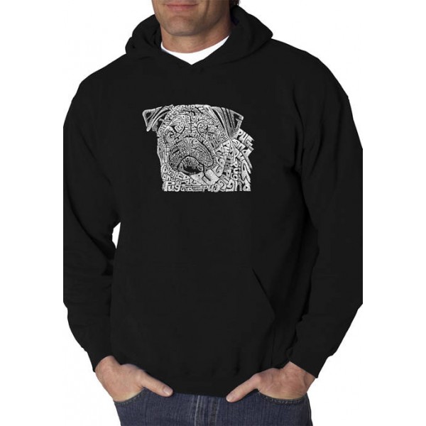 LA Pop Art Word Art Hooded Graphic Sweatshirt - Pug Face