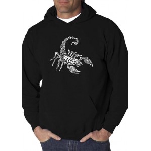 LA Pop Art Word Art Hooded Graphic Sweatshirt - Types of Scorpions 