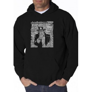 LA Pop Art Word Art Hooded Graphic Sweatshirt - Uncle Sam 