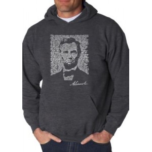 LA Pop Art Word Art Hooded Sweatshirt - Abraham Lincoln -Gettysburg Address 