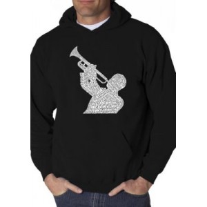 LA Pop Art Word Art Hooded Sweatshirt - All Time Jazz Songs 
