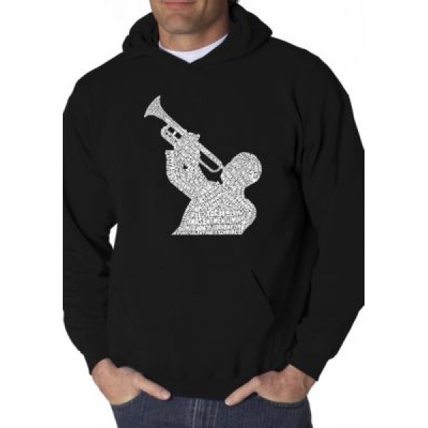 LA Pop Art Word Art Hooded Sweatshirt - All Time Jazz Songs