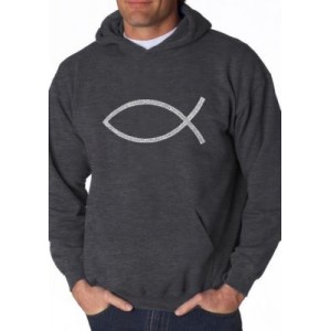 LA Pop Art Word Art Hooded Sweatshirt - Jesus Fish 
