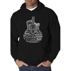LA Pop Art Word Art Hooded Sweatshirt - Languages Guitar 