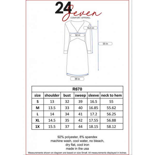24seven Comfort Apparel Women's Casual 3/4 Sleeve Maxi Dress