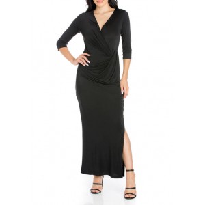 24seven Comfort Apparel Women's Casual 3/4 Sleeve Maxi Dress 
