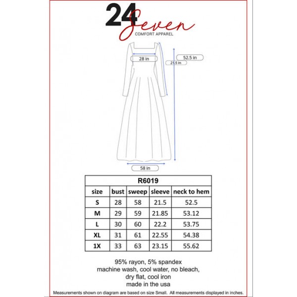 24seven Comfort Apparel Women's Empire Waist Long Sleeve Maxi Dress