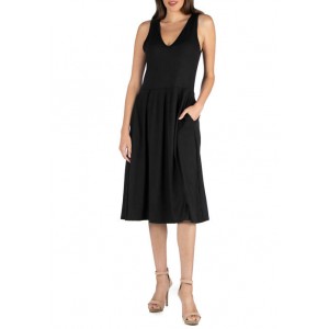 24seven Comfort Apparel Women's Fit and Flare Midi Dress 