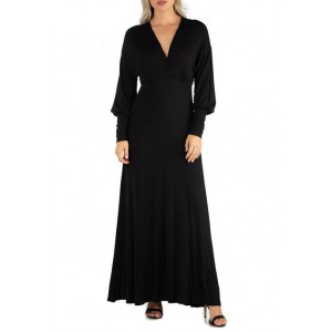 24seven Comfort Apparel Women's Formal Long Sleeve Maxi Dress 