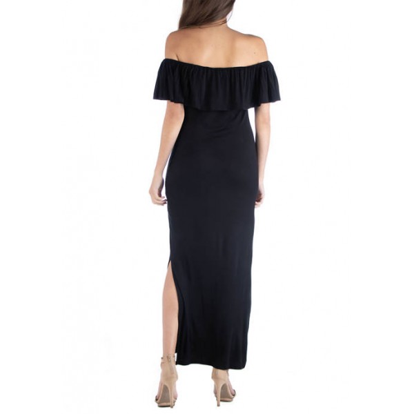 24seven Comfort Apparel Women's Off-the-Shoulder Maxi Dress