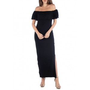 24seven Comfort Apparel Women's Off-the-Shoulder Maxi Dress 
