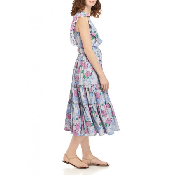 Crown & Ivy™ Women's Flutter Sleeve Wrap Printed Midi Dress