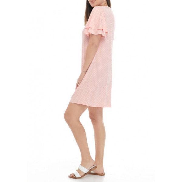Kim Rogers® Petite Flutter Sleeve Dotted Dress