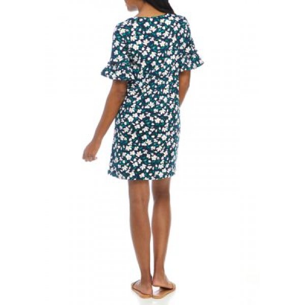 Kim Rogers® Women's Printed Elbow Bell Sleeve Dress
