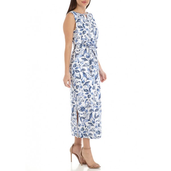 Kim Rogers® Women's Sleeveless Linen Printed Maxi Dress