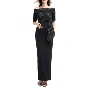 Kimi & Kai Maternity Everly Off-Shoulder Lace Top Dress 