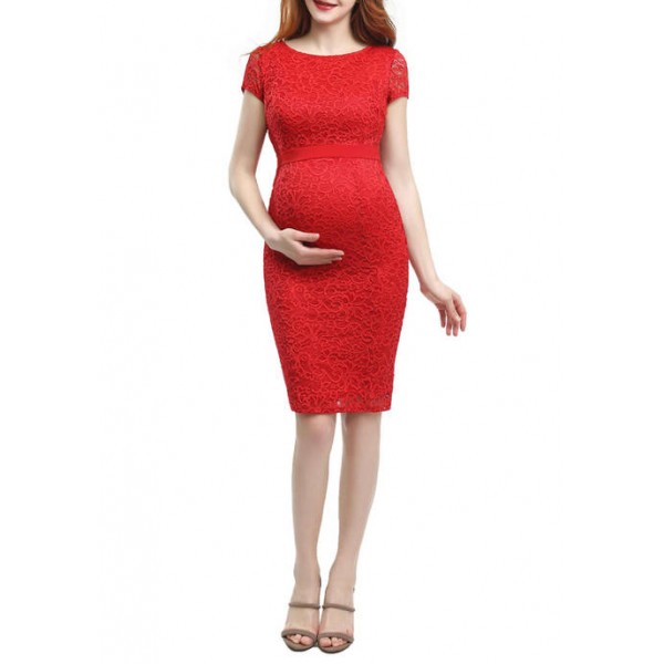 Kimi & Kai Maternity Nancy Lace Midi Dress