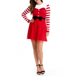 MERRY Wear Women's Tulle Skirt with Candy Cane Sleeve Dress 