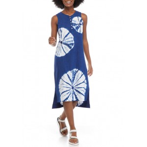 New Directions® Women's Sleeveless Tie Dye Button Front Maxi Dress 