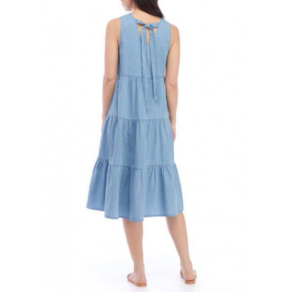 New Directions® Women's Sleeveless Tiered Tie Back Dress