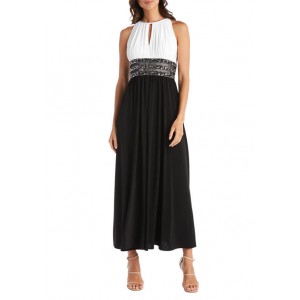 R & M Richards Women's Beaded Waist Two-Tone Gown 