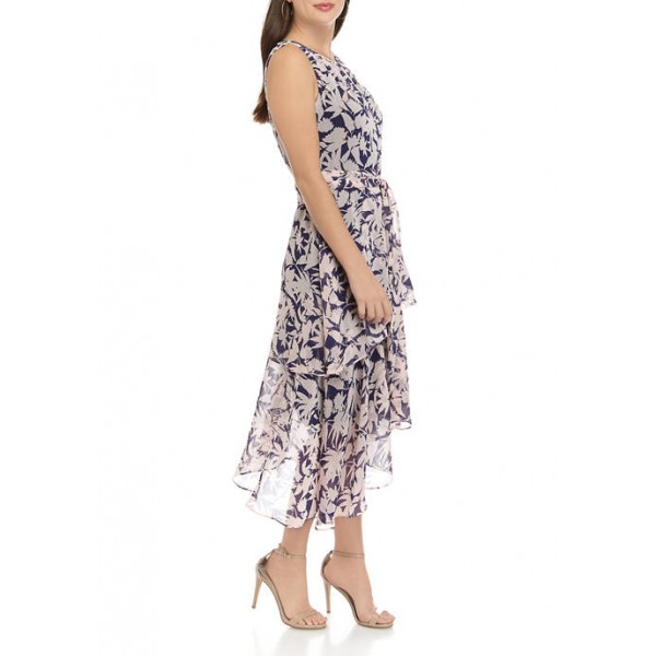 Ronni Nicole Women's Halter Neck Pleated Floral Maxi Dress