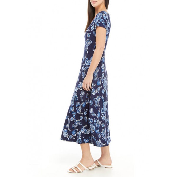 Ronni Nicole Women's Short Sleeve Printed Midi Dress