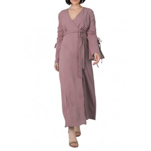 Standards and Practices Women's Violeta Ruched Sleeves Wrap Maxi Dress 