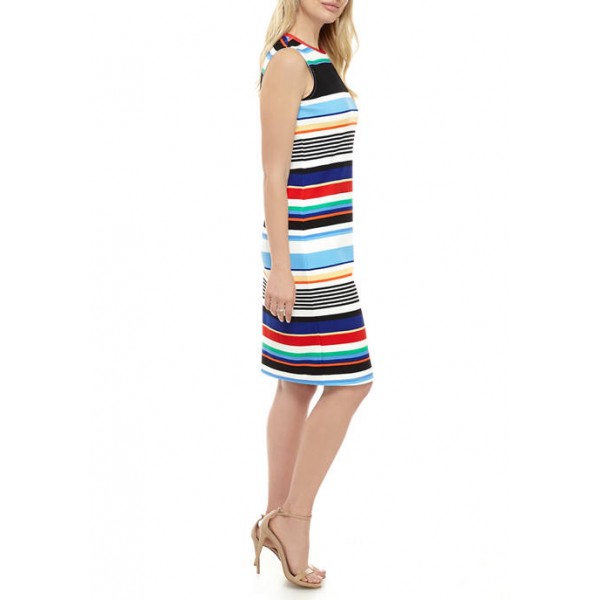 Tiana B Women's Multi Stripe Textured Midi Sheath Dress