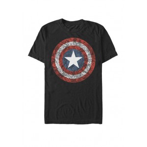 Captain America Collaged Comic Shield Short Sleeve T-Shirt 