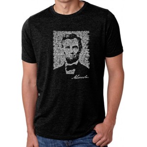 LA Pop Art Premium Blend Word Art Graphic T-Shirt - Abraham Lincoln - Gettysburg Address 