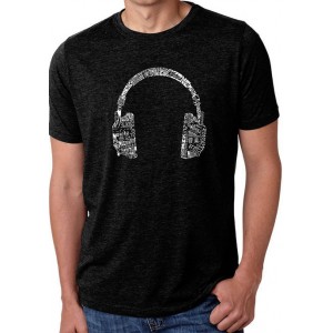 LA Pop Art Premium Blend Word Art Graphic T-Shirt - Headphones - Languages 