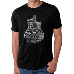 LA Pop Art Premium Blend Word Art T-Shirt - Languages Guitar 