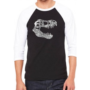 LA Pop Art Raglan Baseball Word Art Graphic T-Shirt - T Rex 