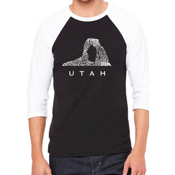 LA Pop Art Raglan Baseball Word Art Graphic T-Shirt - Utah