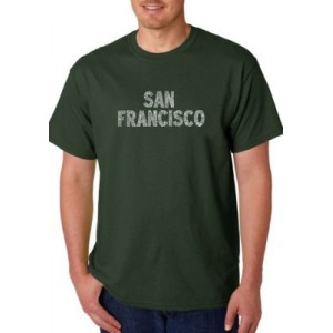 LA Pop Art Word Art Graphic T-Shirt - San Francisco Neighborhoods 
