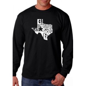 LA Pop Art Word Art Long Sleeve Graphic T-Shirt - Everything is Bigger in Texas 