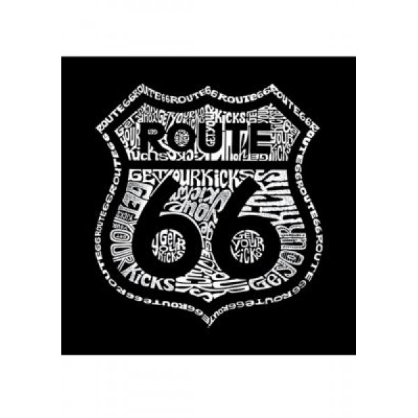 LA Pop Art Word Art Long Sleeve Graphic T-Shirt - Get Your Kicks on Route 66