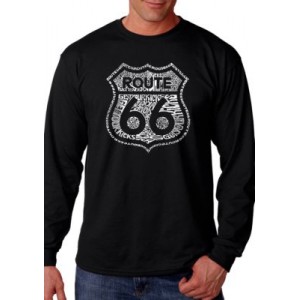 LA Pop Art Word Art Long Sleeve Graphic T-Shirt - Get Your Kicks on Route 66 