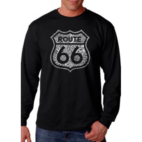 LA Pop Art Word Art Long Sleeve Graphic T-Shirt - Get Your Kicks on Route 66
