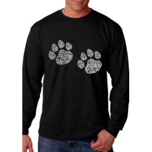 LA Pop Art Word Art Long Sleeve Graphic T-Shirt - Meow Cat Prints 