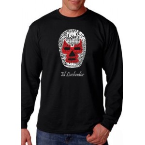 LA Pop Art Word Art Long Sleeve T Shirt - Mexican Wrestling Mask 