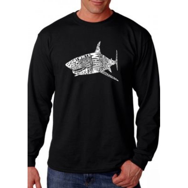 LA Pop Art Word Art Long Sleeve T Shirt - Species of Shark