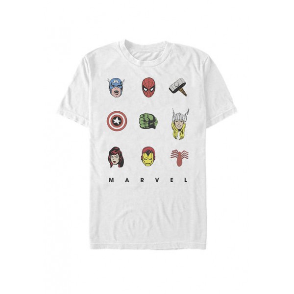 Retro Avengers Iconic Symbols Short Sleeve T-Shirt