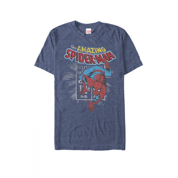 Spider-Man The Amazing Spider Man Vintage Comic Poster Short Sleeve Graphic T-Shirt