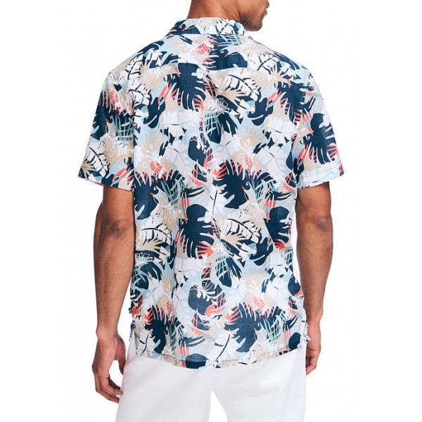 Nautica Short Sleeve Linen Print Shirt