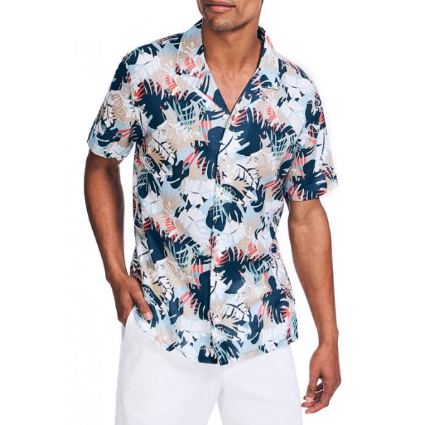Nautica Short Sleeve Linen Print Shirt