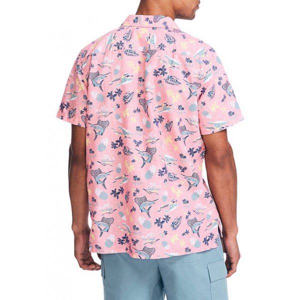 Nautica Short Sleeve Print Linen Shirt