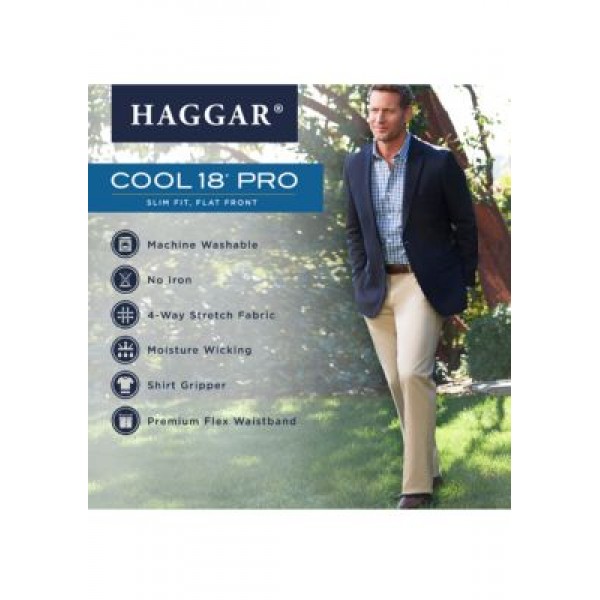 Haggar® Slim Fit Premium Flex Waistband Flat Front Pants